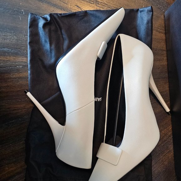 Saint Laurent Kayla Leather Pumps in White, Size 8.5 US - Picture 10 of 10